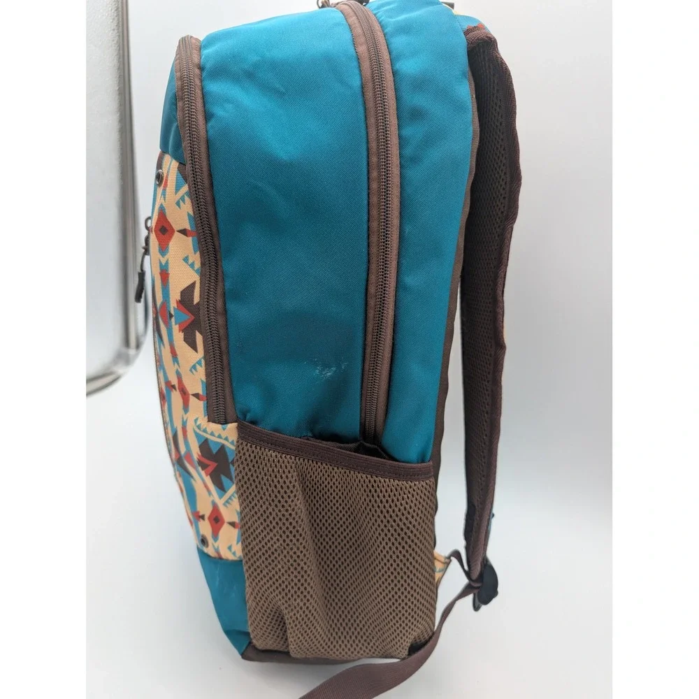 Hooey Mercantile Co Southwestern Print Backpack Teal Brown Aztec Geometric Bag